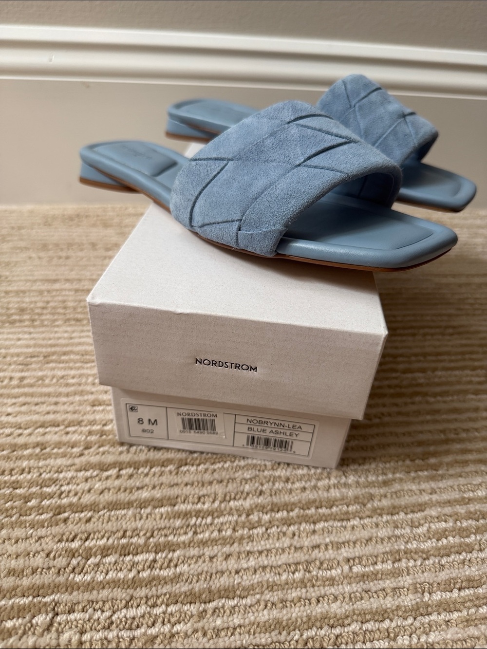 Nordstrom Blue Suede Slide Mules - Women's